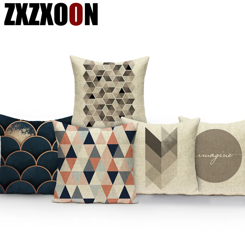 Декоративная Геометрическая черная синяя Золотая подушка чехол украшения для