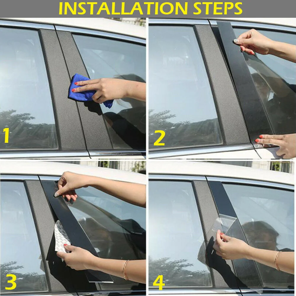 Набор деталей для отделки окон Черная Крышка автомобиля 6 шт. водонепроницаемая |