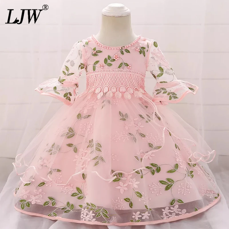 Размер 9 месяцев до 24 платья для маленьких девочек с жемчугом и вышитая юбка