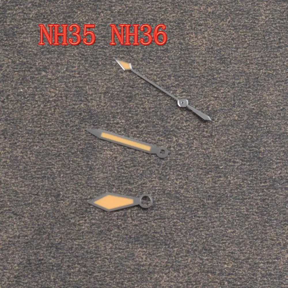 Светящиеся стрелки для часов запчасти японского движения NH35 NH36 ETA2836 оранжевая