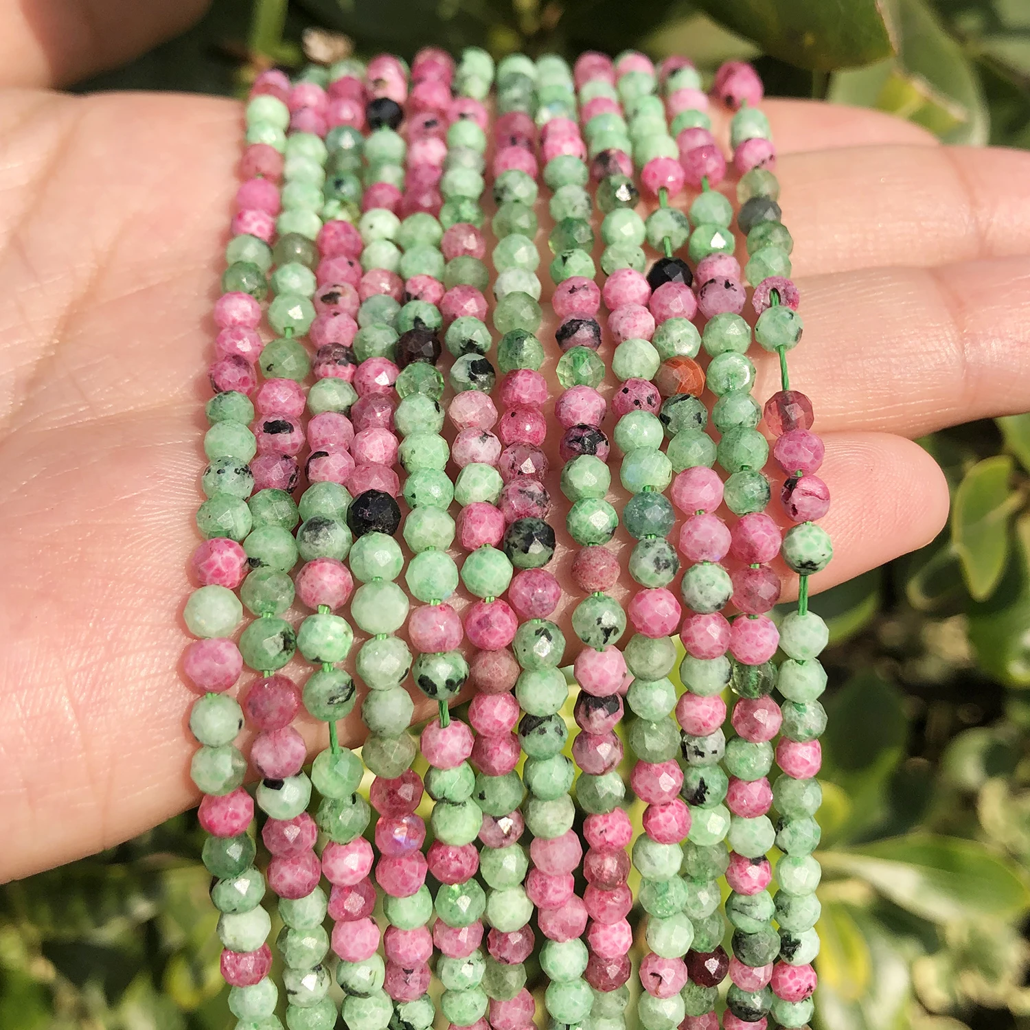 

AA+ Natural Ruby Emeral Faceted Loose Beads for Jewelry Making DIY Christmas Gift Bracelets Tiny Stone Beads 2/3/4mm 15inch