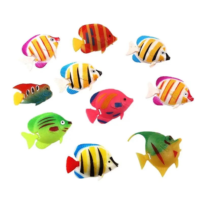 

Simulation Small Plastic Fish Mini Bionic Fishing Swimming Toy Underwater World Deep Sea Fake Fishes Baby Bath Toys Gifts 10pcs