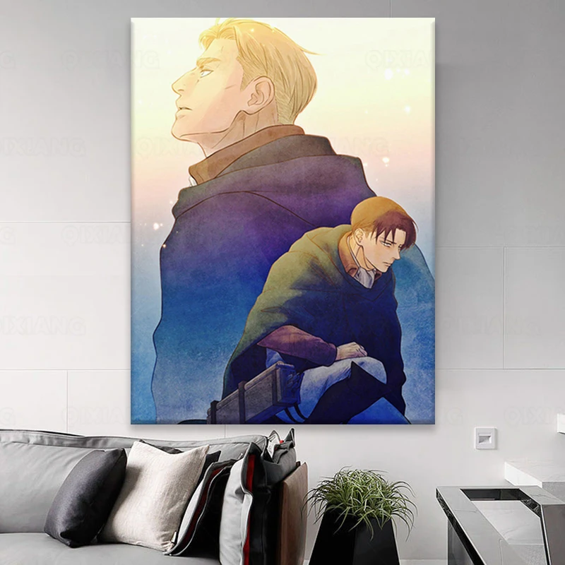 Плакат из аниме атака на Титанов настенный художественный принт холсте Эрвин и