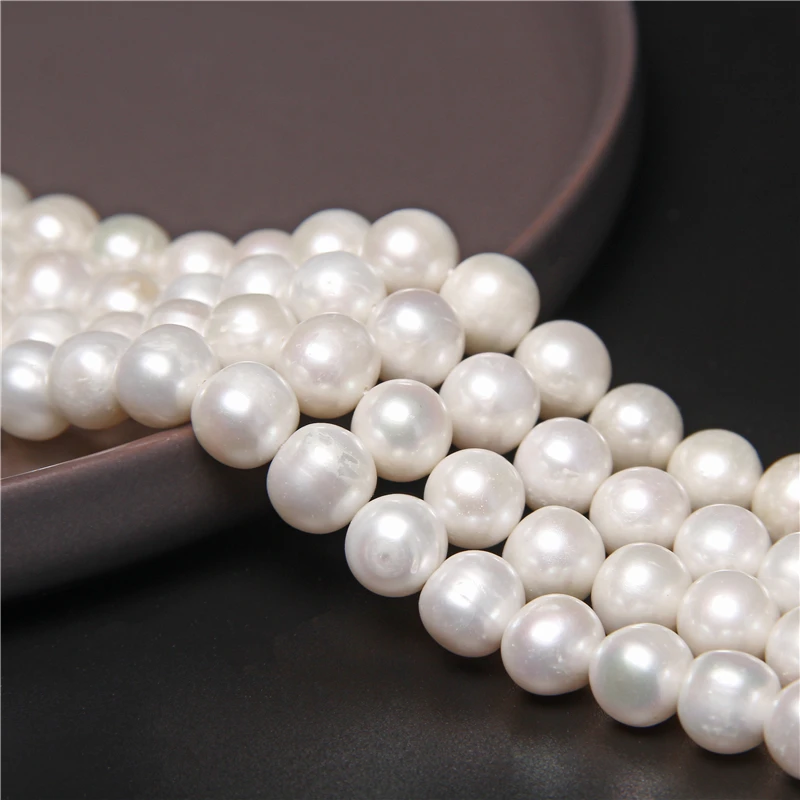Натуральные Большие круглые жемчужные бусины белый натуральный жемчуг 10-11 мм