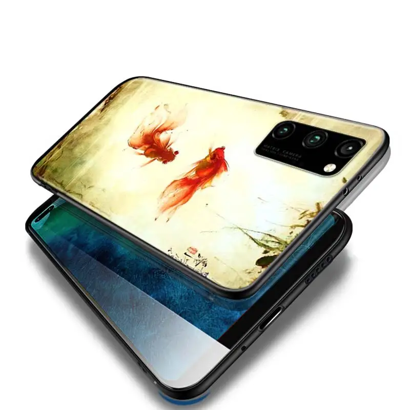 

Chinese Koi Fishes for Honor 30i 20 10 9A 9C 9S 9N 9X 9 8A 8C 8S 8X MAX 8 7A 7C 7S 7 Pro Lite Soft Black Phone Case