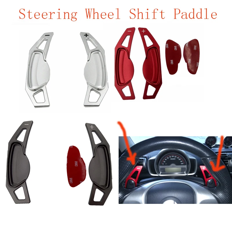 

1pair Car Aluminum alloy Steering Wheel Shift Paddle Shifter fit For Benz Smart Fortwo Car Steering Shift Extension Shifters