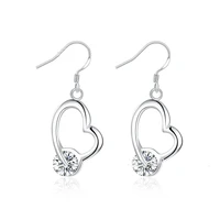 925 sterling silver goddess temperament simple fashion crooked heart inlaid masonry crystal earrings party wedding ladies gift