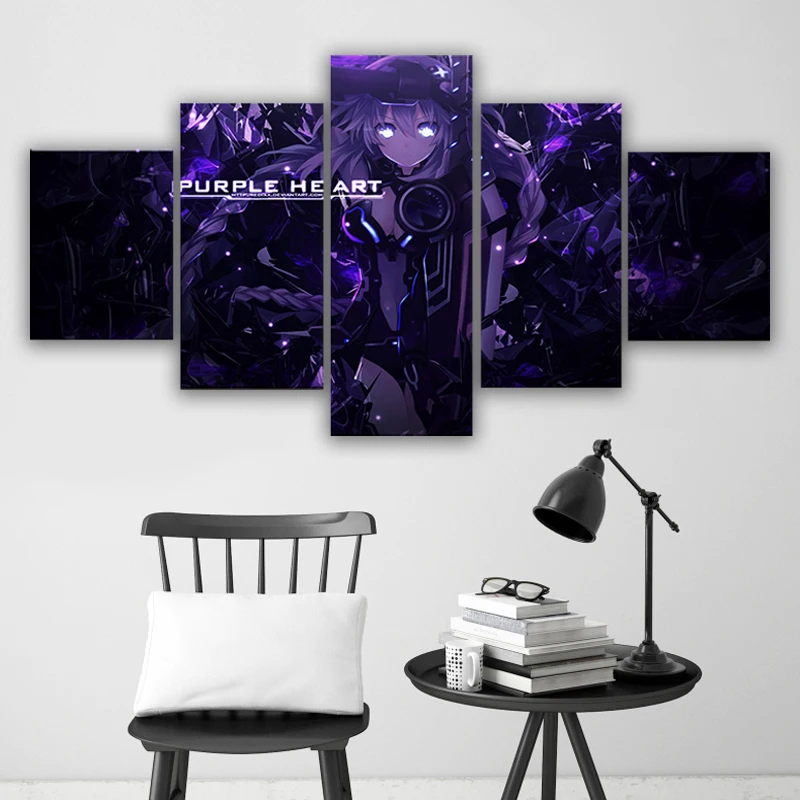 

Home Decor Modular Canvas Picture 5 Piece Hyperdimension Neptunia Game Painting Poster Wall For Home Canvas Painting Wholesale