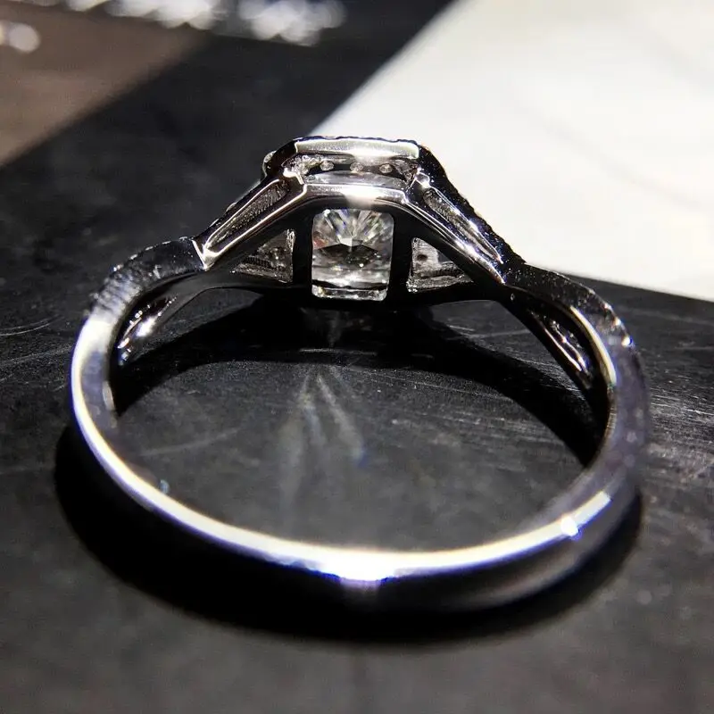 Посеребренное 1.2ct 7 мм AAAAA фианит обручальное кольцо для юбилея изысканное