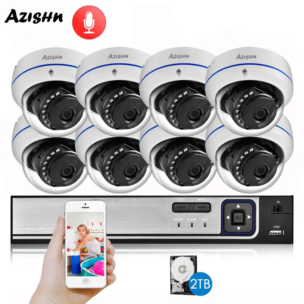 

Explosion-proof Dome H.265+ 8CH 4MP POE Security Camera System NVR Kit Audio IP Camera Indoor Outdoor CCTV Surveillance NVR Set