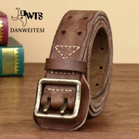 dwtsgenuine leather belt men luxury strap male belt new fashion wild prevent allergies retro double pin buckle high quality