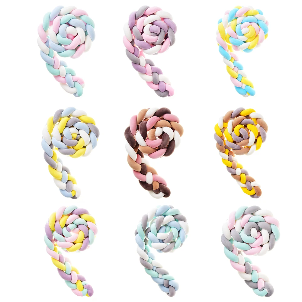 Узелковая мягкая детская кровать для кроватки с боками 4 косички 2 метра