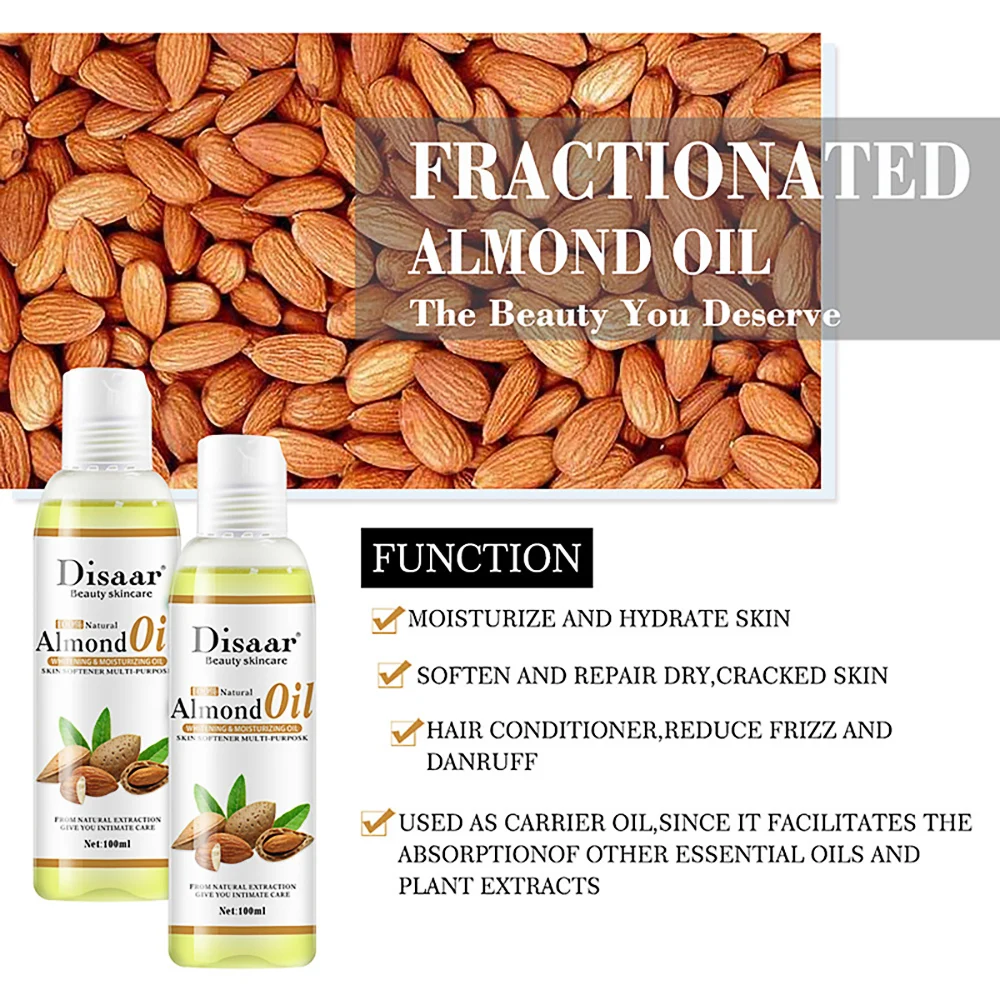 100ml Almond Oil Body Massage Brightening Moisturizing Firming Smoothing Improve Fine Lines Brightens Skin Tone Care |