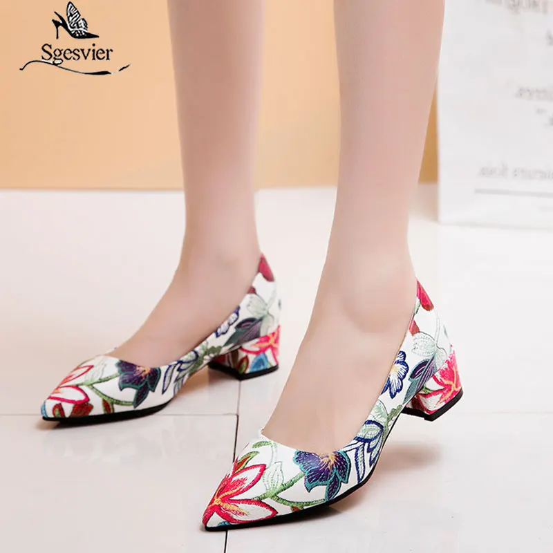 Женские туфли лодочки с острым носком на толстом каблуке|Женские туфли| |