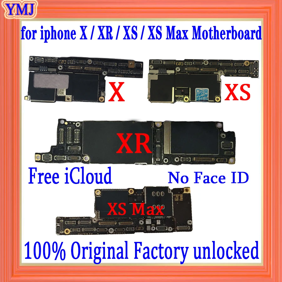 100% Original Unlocked No icloud Support Update for iPhone X XS Max XR 11 Pro max Motherboard 64GB 128GB logic board No Face ID