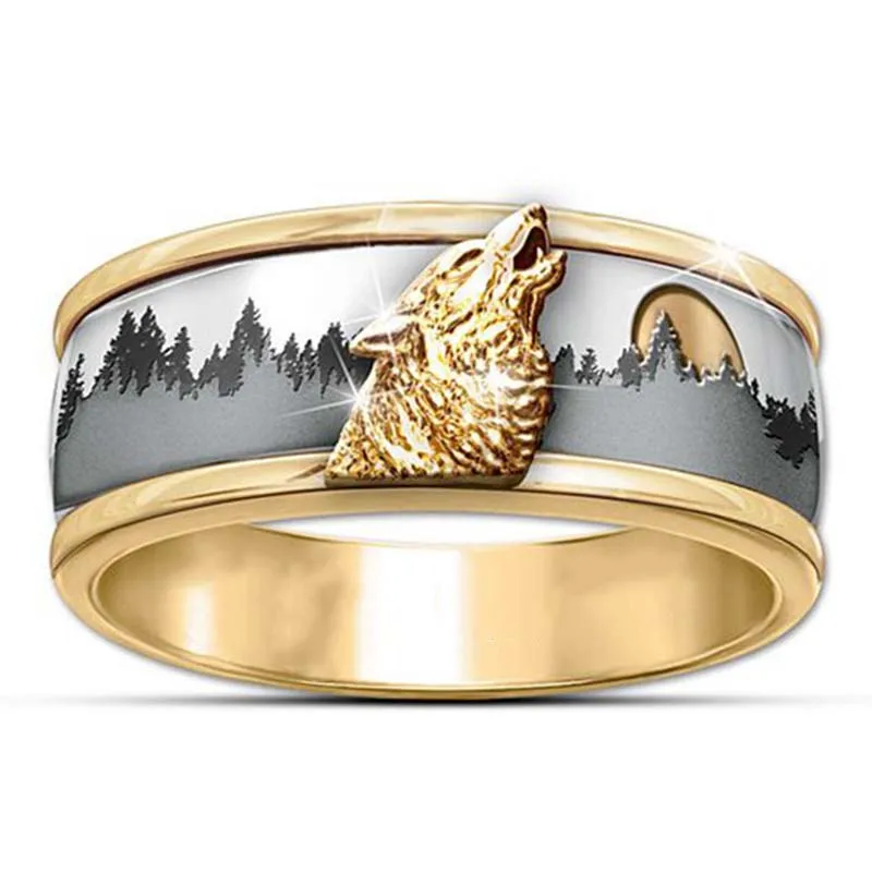 Винтаж панк Call Of дикого волка кольца для Для мужчин Обручальное Обручение t
