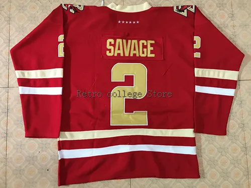 

red Boston #2 savage College MEN'S Hockey Jersey Embroidery Stitched Customize any number and name