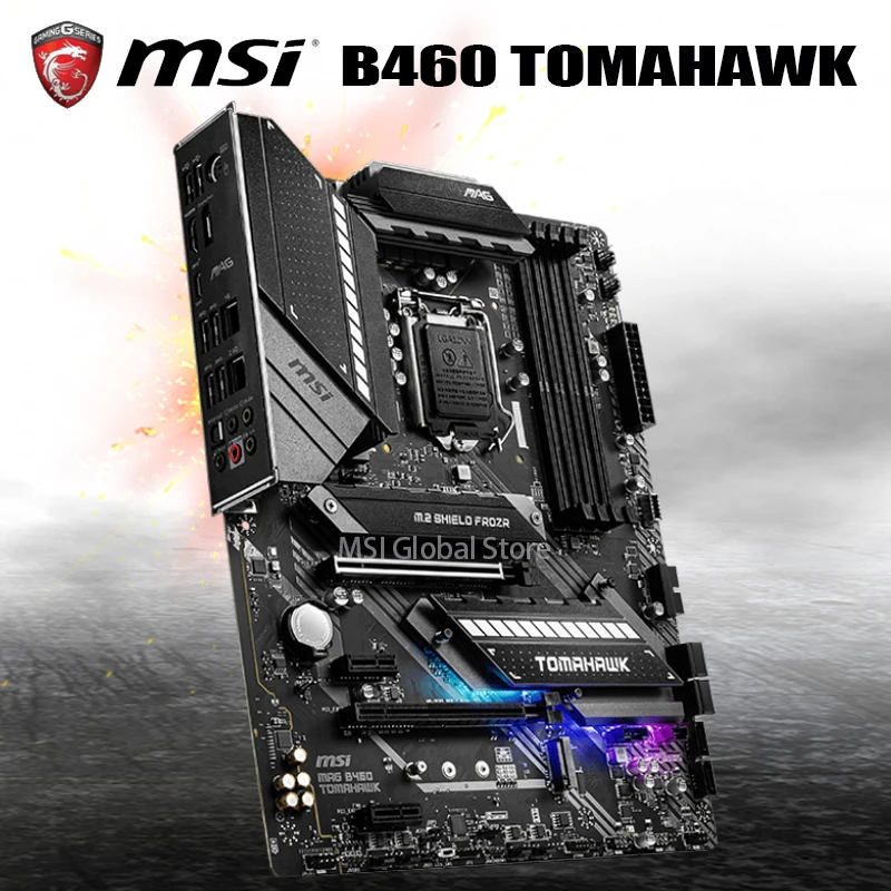 Günstig LGA 1200 MSI MAG B460 TOMAHAWK Motherboard DDR4 2933MHz 128GB M.2 SATA3 Display Port Desktop Intel B460 Gaming Mainboard 1200