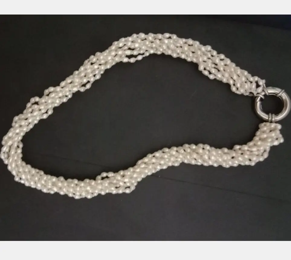 Витое ожерелье с белым жемчугом 8 нитей 4 мм 18 дюймов|twisted necklaces|necklace twistednecklace necklace |