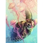 Полноразмернаякруглая 5D алмазная живопись своими руками морская черепаха Медуза 3D вышивка мозаика Стразы художественные наклейки декор картины DF475