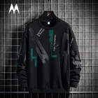 Свитшот мужской с круглым вырезом, корейский топ с принтом в стиле пэчворк, Повседневная рубашка с длинным рукавом, одежда для осени