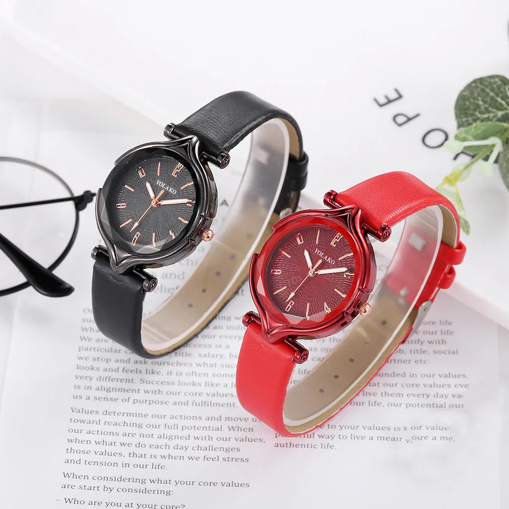 Женские часы с кожаным ремешком Кварцевые аналоговые наручные 03 *|Женские