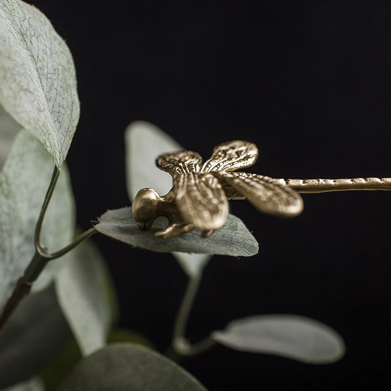 LZSM латунь Стрекоза декоративная ручка для мебели золотая шкафа ящика двери