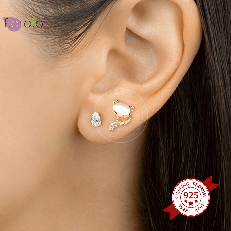 

925 Sterling Silver Ear Needle Animal Cat Pattern Stud Earrings Cute Girl Earrings Minimalism Exquisite Earrings Birthday Gift