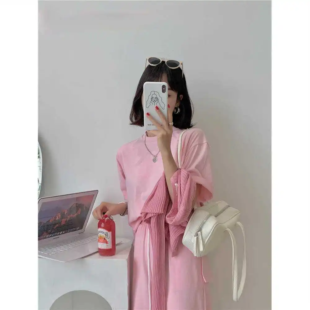 

Casual suit women summer thin new style Korean loose fashion short sleeved t shirt elastic high waist sports pants two piece