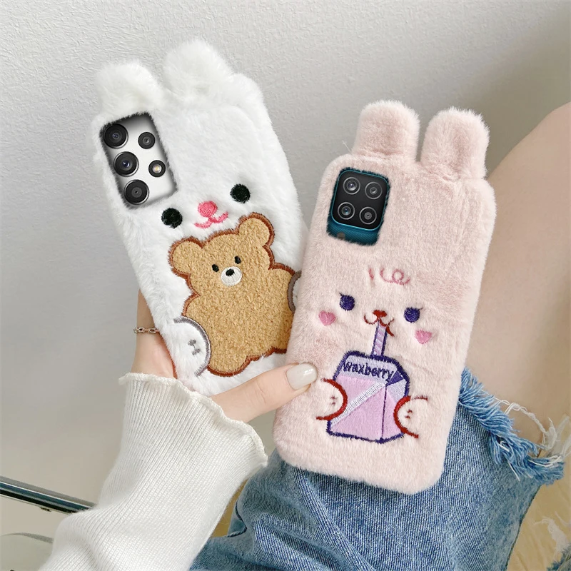 Плюшевый чехол для Samsung Galaxy S21 S20 S10 S10e Lite S9 S8 Plus ультра яркий телефона с рисунком из