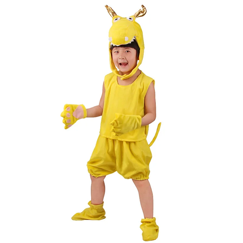 

Kid Cosplay Performannce Costumes Short Sleeve Animals Theme Yellow Dragon Disfraz Jumpsuit Children Birthday Party Role Play