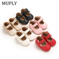 rubber sole baby shoes baby girl bowknow pu crib shoes princess mary jane flats with non slip bottom