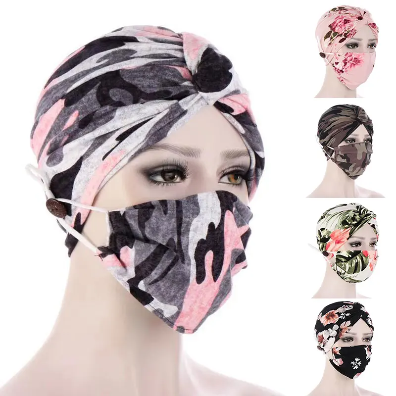 

2PCS/Set Masks hijab femme musulman Headscarf Head Muslim Round Bonnet Hat Twist Cap Turban Sleep Hat Night Cap Head Cover Masks