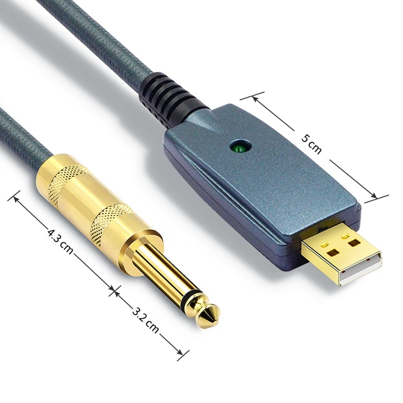 USB To Guitar Cable Interface Male 6.35Mm Jack Electric Accessories Audio Connector Cord Adapter | Спорт и развлечения