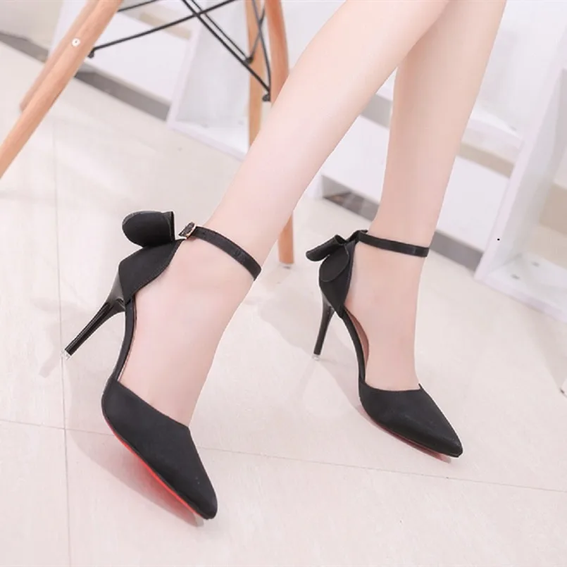 

women fashion high quality pu leather bow tie high heel shoes lady classic comfortable summer party pumps cute shoes AE-72