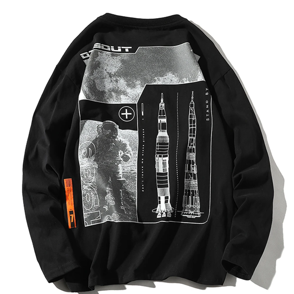 

Autumn Simple Printing Long Sleeve T-shirt Men's Fashion Brand Loose Couple Casual Bottom Shirt
