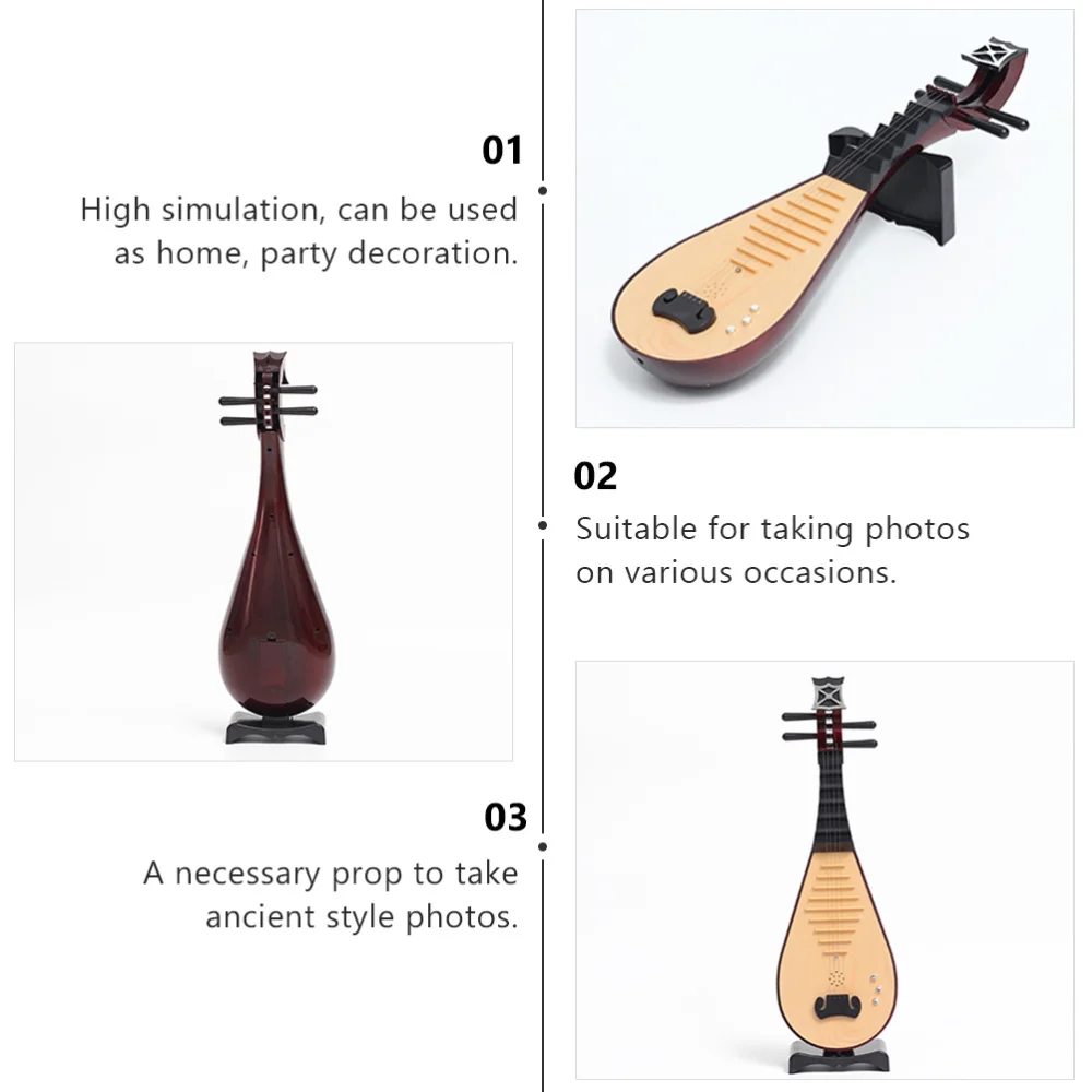 

1pc Chinese Lute Model Vintage Style Simulation Instrument Prop Random Style
