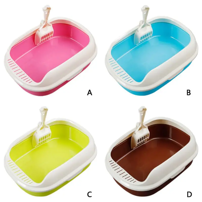 Pet Cats Sand Pot Pet Small Toilet with Shovel Anti-leakage Flexible Side Cover Easy Cleaning Kitty Litter Box Pet Supplies