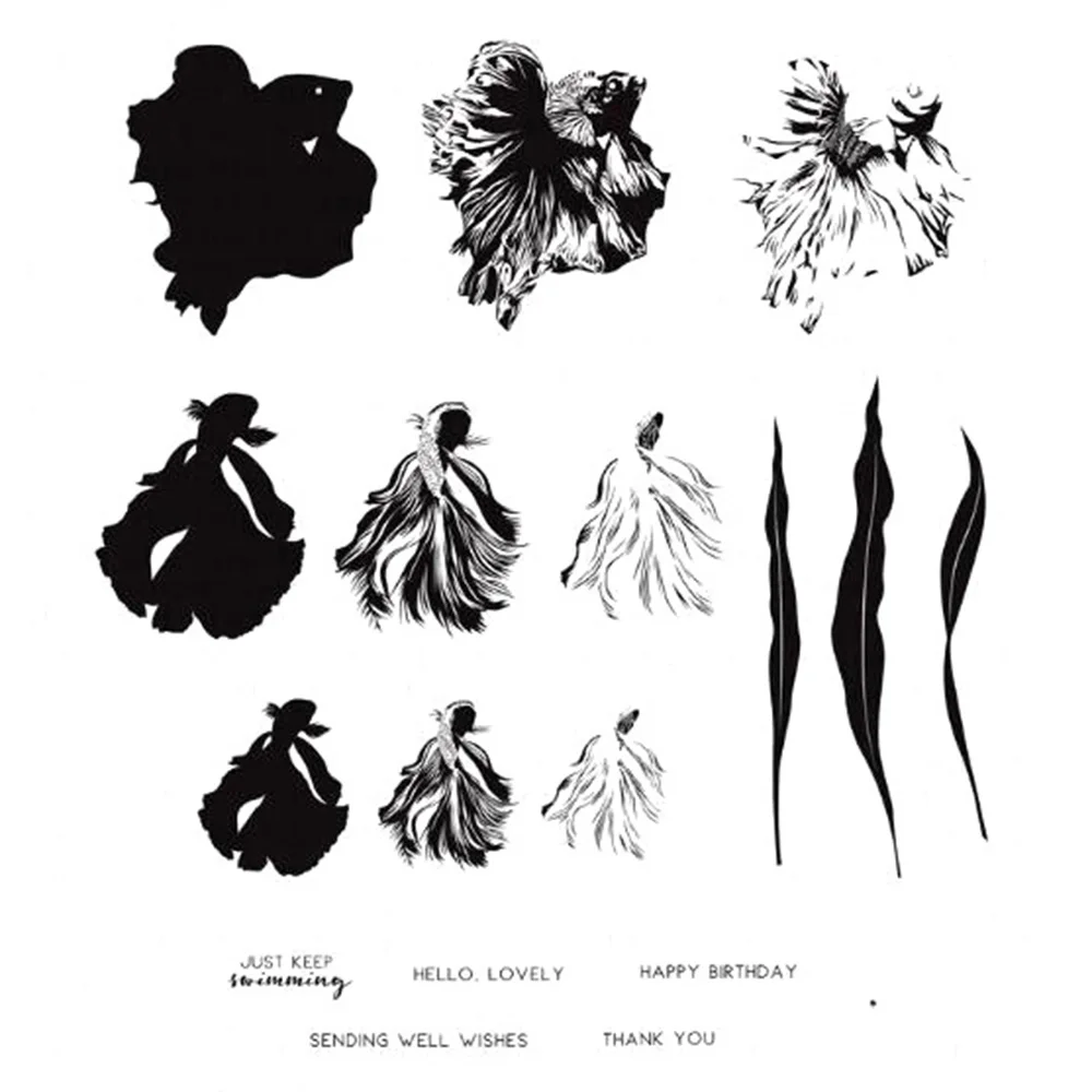 Золотая Рыба прозрачный Штамп для DIY скрапбукинга/карты/Дети Рождество весело