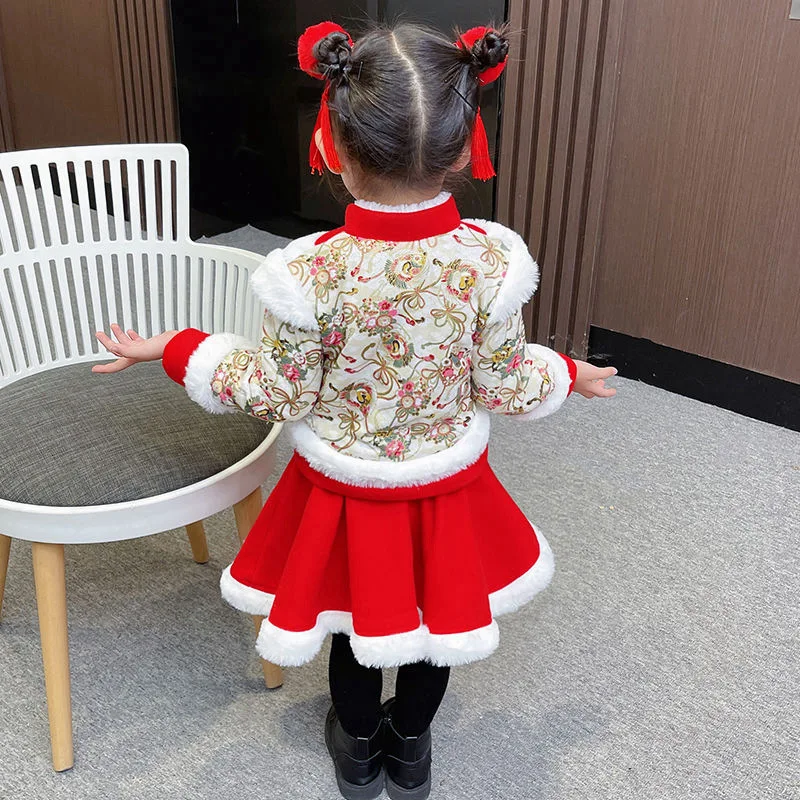 Новый плотный костюм Тан для девочек на осень и зиму платье принцессы в китайском