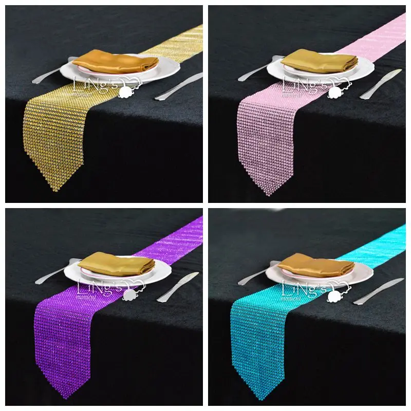 

New Design Diamond Table Runner Mesh Rhinestone Tablecloth Runners Wedding Party Decorations Home Table Accessories
