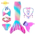 Новинка, бикини с хвостом русалки мечтательницы AngelGirl, детский купальник с моноластами, костюм для плавания, рождественские подарки для девочек