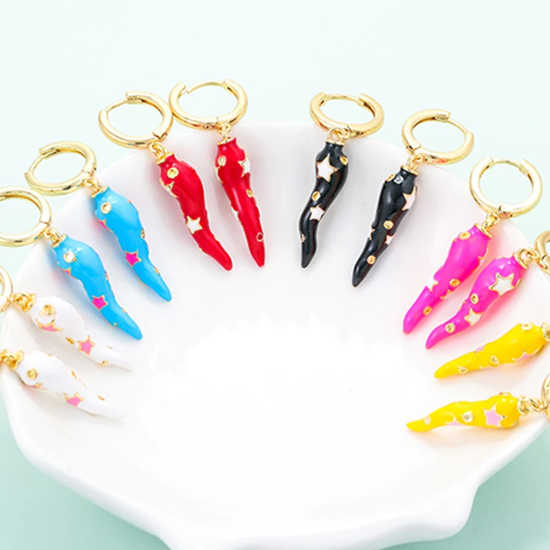 

BOAKO Huggie Earrings Gold Plating Earring for Women 2021 Trend Enamel Personality Pendientes Drop Earing Girl Jewelry Brincos