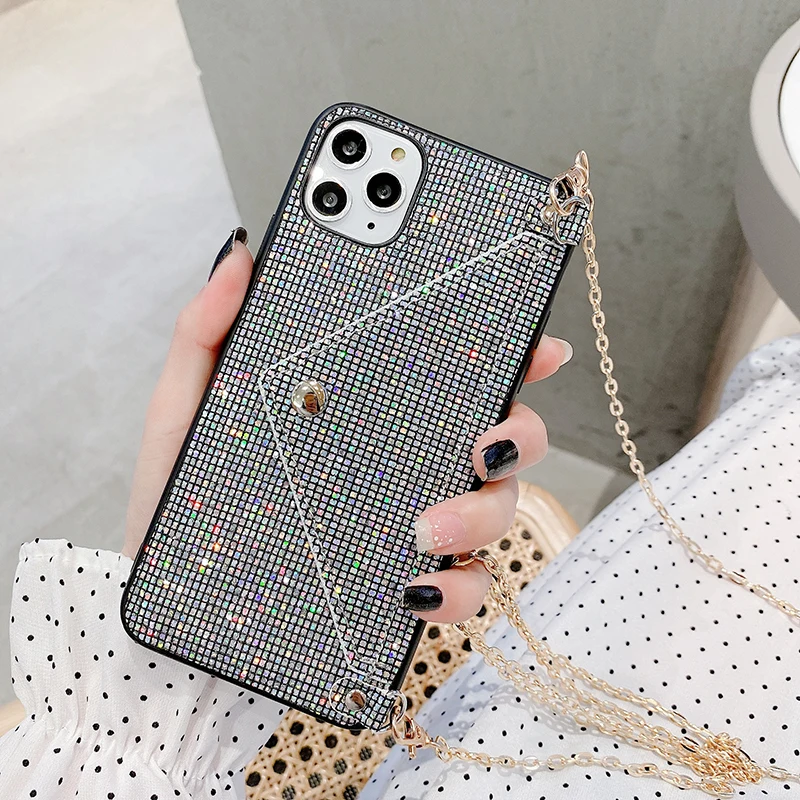 Блестящий чехол из искусственной кожи для iphone 11 чехлы телефонов pro max сумка