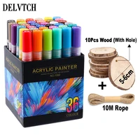 24 36 color acrylic paint art marker pen with rope wood for diy graffiti card ceramic rock stone mug glass fabric cloth drawing