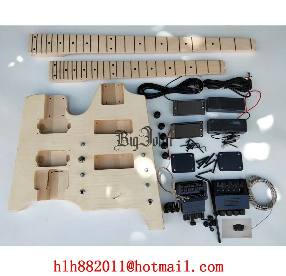 Полуготовая электрическая гитара с двойной шеей 6-струнная и 4-струнная басовая