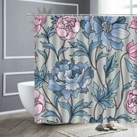 colorful flowers printing waterproof fabric shower curtain home bathroom decor bath screen bathtub partition hanging curtains