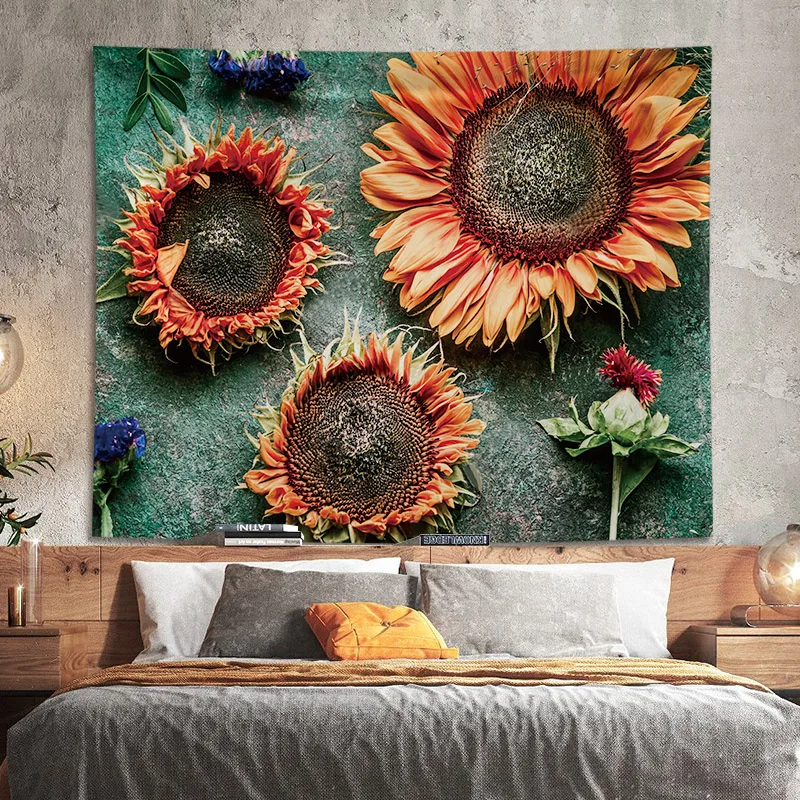 

Background cloth hanging cloth sunflower net red homestay decoration room dormitory bedroom rental room background wall tapestry