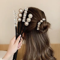 lystrfac retro pearl headband for women hair tool elegant fluffy back headdress lazy pearl hair ring sticks hair accessories