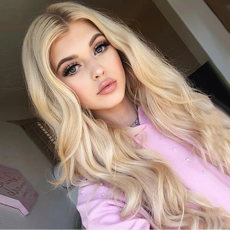 

Wig female blonde long curly hair fashion chemical fiber headgear